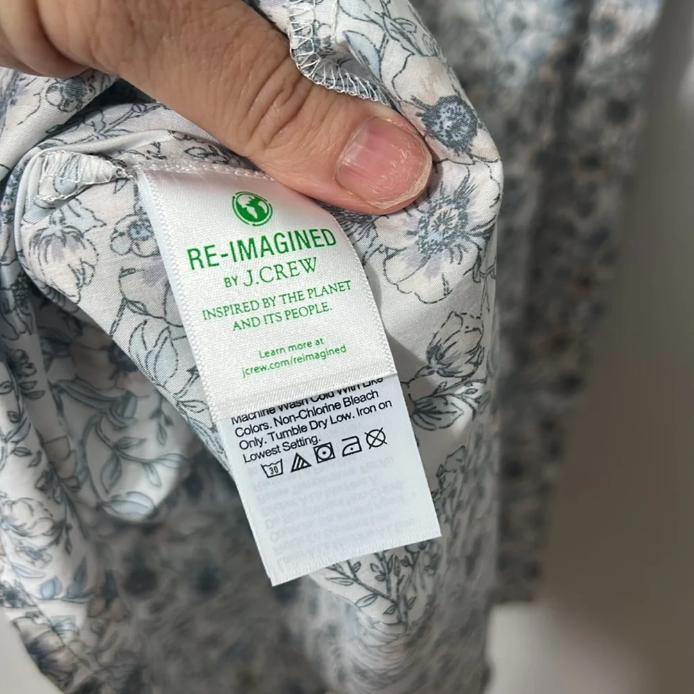 J. Crew White Mini Dress with Blue Floral Print